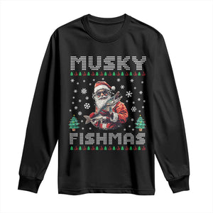 Christmas Muskie Fishing Long Sleeve Shirt Musky Fishmas Fisherman TS09 Black Print Your Wear