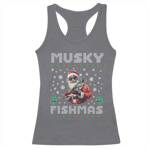 Christmas Muskie Fishing Racerback Tank Top Musky Fishmas Fisherman TS09 Charcoal Print Your Wear