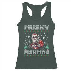 Christmas Muskie Fishing Racerback Tank Top Musky Fishmas Fisherman TS09 Dark Forest Green Print Your Wear