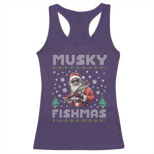 Christmas Muskie Fishing Racerback Tank Top Musky Fishmas Fisherman TS09 Purple Print Your Wear