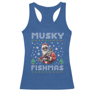 Christmas Muskie Fishing Racerback Tank Top Musky Fishmas Fisherman TS09 Royal Blue Print Your Wear