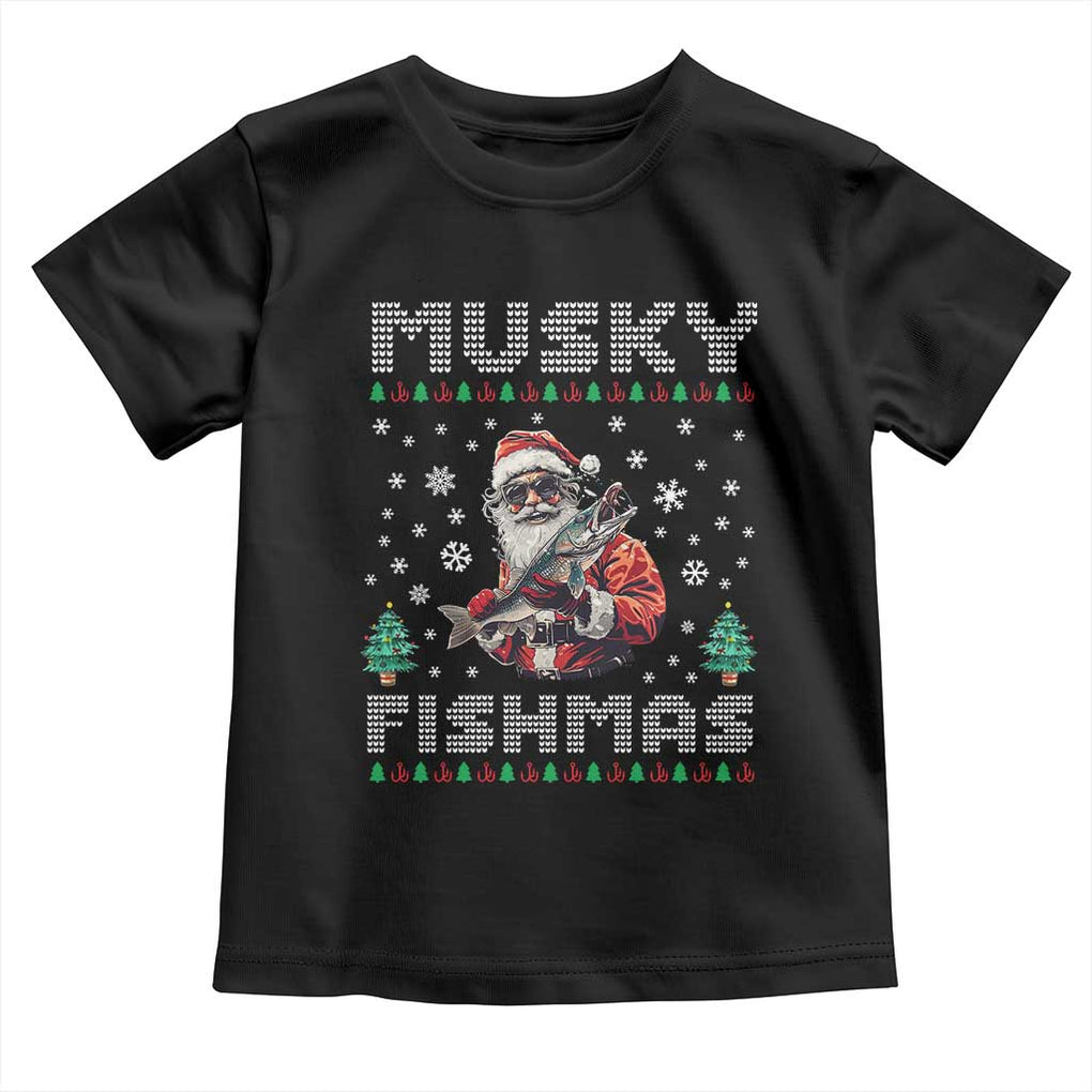 Christmas Muskie Fishing Toddler T Shirt Musky Fishmas Fisherman TS09 Black Print Your Wear