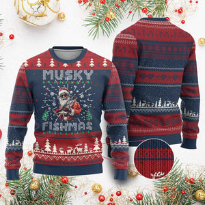 Christmas Muskie Fishing Ugly Christmas Sweater Musky Fishmas Fisherman TS09 Burgundy Print Your Wear