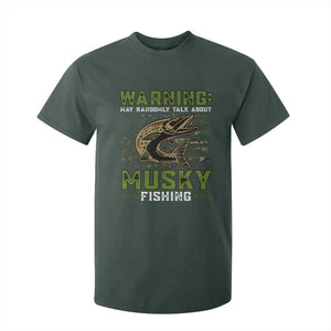 Warning May Randomly Talk About Musky Fishing T Shirt For Kid TS09 Dark Forest Green Print Your Wear