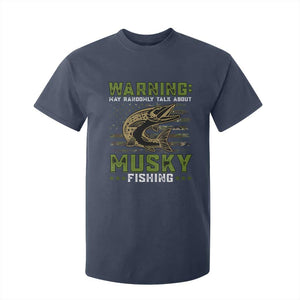 Warning May Randomly Talk About Musky Fishing T Shirt For Kid TS09 Navy Print Your Wear