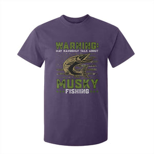 Warning May Randomly Talk About Musky Fishing T Shirt For Kid TS09 Purple Print Your Wear