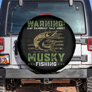 Warning May Randomly Talk About Musky Fishing Spare Tire Cover TS09 No hole Black Print Your Wear