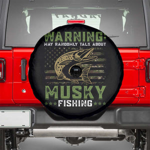 Warning May Randomly Talk About Musky Fishing Spare Tire Cover TS09 Black Print Your Wear