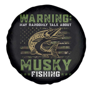 Warning May Randomly Talk About Musky Fishing Spare Tire Cover TS09 Print Your Wear