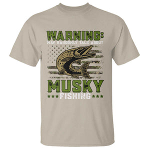 Warning May Randomly Talk About Musky Fishing T Shirt TS09 Sand Print Your Wear