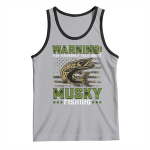 Warning May Randomly Talk About Musky Fishing Tank Top TS09 Athletic Heather Black Print Your Wear