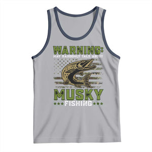 Warning May Randomly Talk About Musky Fishing Tank Top TS09 Athletic Heather Navy Print Your Wear