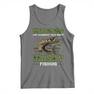 Warning May Randomly Talk About Musky Fishing Tank Top TS09 Black Heather Print Your Wear