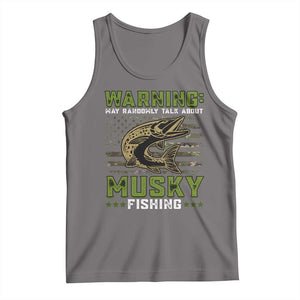 Warning May Randomly Talk About Musky Fishing Tank Top TS09 Deep Heather Print Your Wear