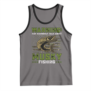 Warning May Randomly Talk About Musky Fishing Tank Top TS09 Deep Heather Black Print Your Wear