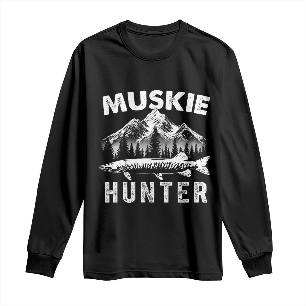 Musky Hunter Fishing Fisherman Long Sleeve Shirt TS09 Black Print Your Wear