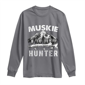 Musky Hunter Fishing Fisherman Long Sleeve Shirt TS09 Charcoal Print Your Wear