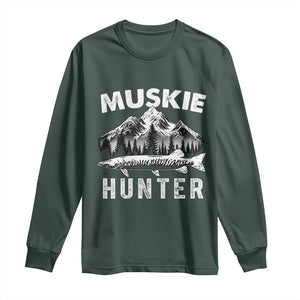 Musky Hunter Fishing Fisherman Long Sleeve Shirt TS09 Dark Forest Green Print Your Wear