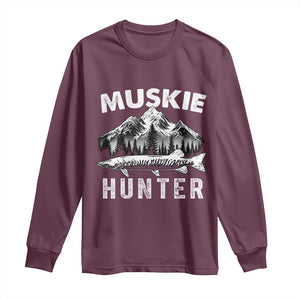 Musky Hunter Fishing Fisherman Long Sleeve Shirt TS09 Maroon Print Your Wear