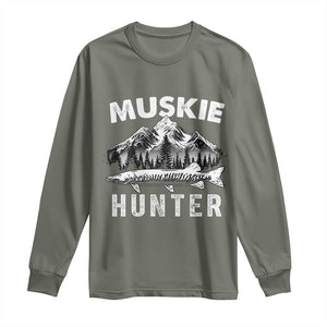 Musky Hunter Fishing Fisherman Long Sleeve Shirt TS09 Military Green Print Your Wear