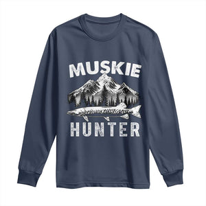 Musky Hunter Fishing Fisherman Long Sleeve Shirt TS09 Navy Print Your Wear