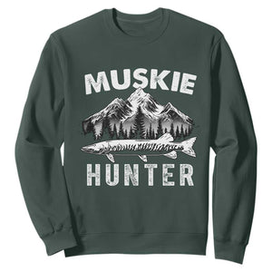 Musky Hunter Fishing Fisherman Sweatshirt TS09 Dark Forest Green Print Your Wear