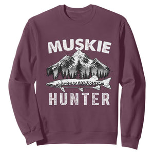 Musky Hunter Fishing Fisherman Sweatshirt TS09 Maroon Print Your Wear