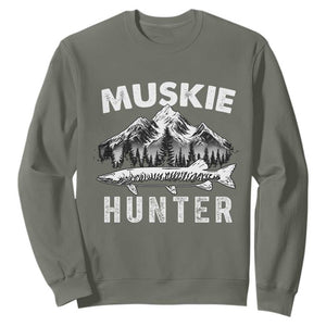 Musky Hunter Fishing Fisherman Sweatshirt TS09 Military Green Print Your Wear