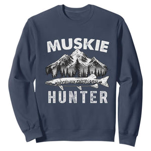 Musky Hunter Fishing Fisherman Sweatshirt TS09 Navy Print Your Wear