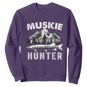 Musky Hunter Fishing Fisherman Sweatshirt TS09 Purple Print Your Wear