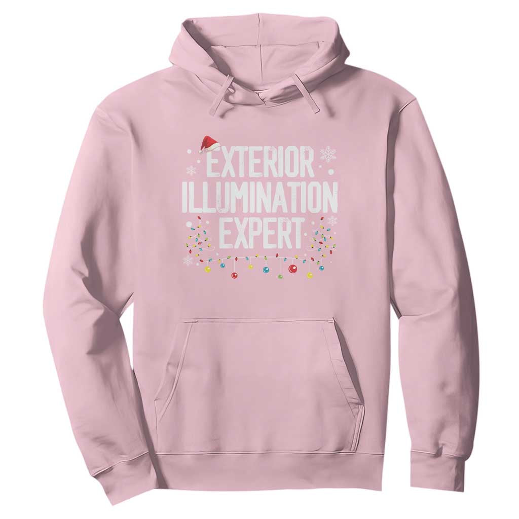 Funny Christmas Hoodie Exterior Illumination Expert Christmas Lights TS09 Light Pink Print Your Wear