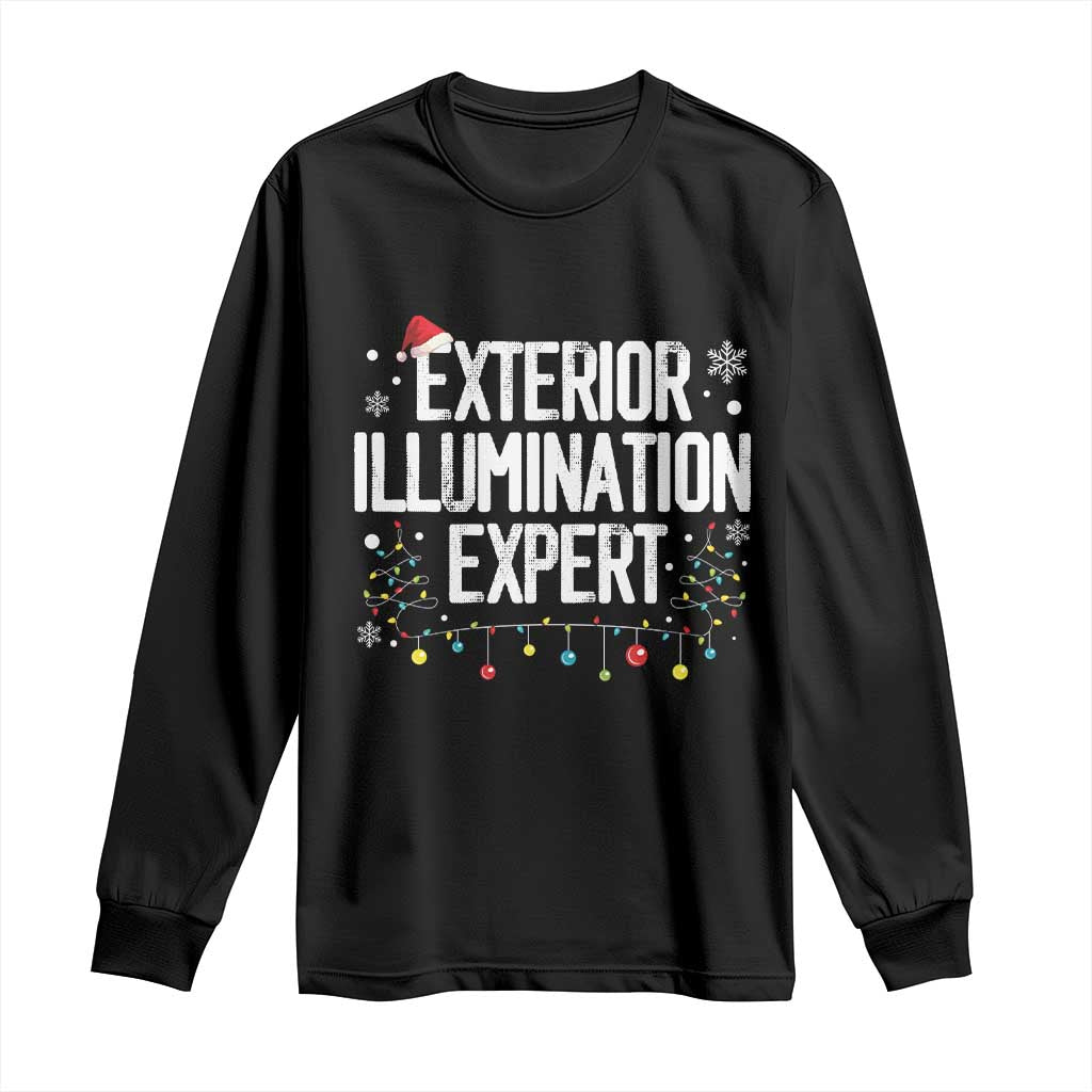 Funny Christmas Long Sleeve Shirt Exterior Illumination Expert Christmas Lights TS09 Black Print Your Wear