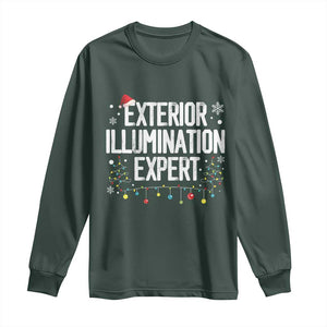 Funny Christmas Long Sleeve Shirt Exterior Illumination Expert Christmas Lights TS09 Dark Forest Green Print Your Wear