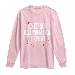 Funny Christmas Long Sleeve Shirt Exterior Illumination Expert Christmas Lights TS09 Light Pink Print Your Wear