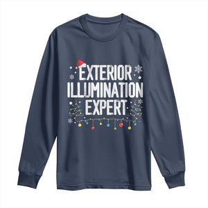 Funny Christmas Long Sleeve Shirt Exterior Illumination Expert Christmas Lights TS09 Navy Print Your Wear