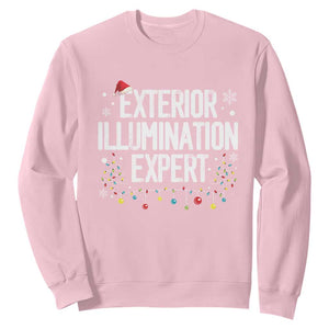 Funny Christmas Sweatshirt Exterior Illumination Expert Christmas Lights TS09 Light Pink Print Your Wear