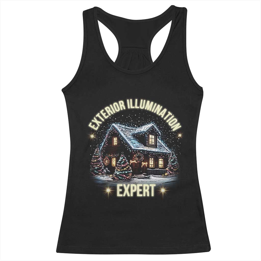 Funny Christmas Racerback Tank Top Exterior Illumination Expert Christmas Lights Home TS09 Black Print Your Wear