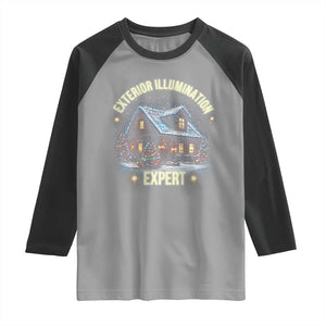 Funny Christmas Raglan Shirt Exterior Illumination Expert Christmas Lights Home TS09 Sport Gray Black Print Your Wear