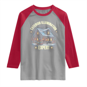 Funny Christmas Raglan Shirt Exterior Illumination Expert Christmas Lights Home TS09 Sport Gray Red Print Your Wear