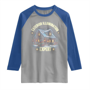 Funny Christmas Raglan Shirt Exterior Illumination Expert Christmas Lights Home TS09 Sport Gray Royal Print Your Wear