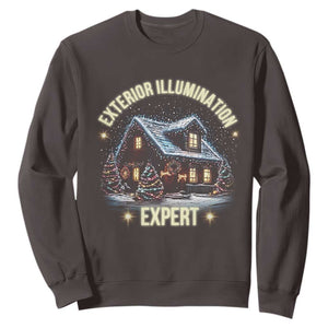 Funny Christmas Sweatshirt Exterior Illumination Expert Christmas Lights Home TS09 Dark Chocolate Print Your Wear