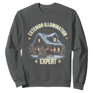 Funny Christmas Sweatshirt Exterior Illumination Expert Christmas Lights Home TS09 Dark Heather Print Your Wear