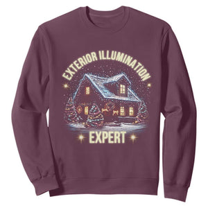 Funny Christmas Sweatshirt Exterior Illumination Expert Christmas Lights Home TS09 Maroon Print Your Wear