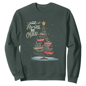 Xmas Christian Sweatshirt He Will Be Called Wonderful Counselor TS09 Dark Forest Green Print Your Wear