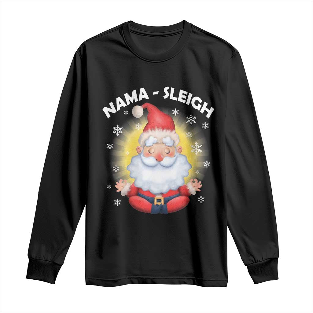 Christmas Yoga Long Sleeve Shirt Nama Sleigh Cute Santa TS09 Black Print Your Wear