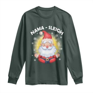 Christmas Yoga Long Sleeve Shirt Nama Sleigh Cute Santa TS09 Dark Forest Green Print Your Wear