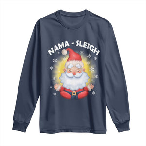 Christmas Yoga Long Sleeve Shirt Nama Sleigh Cute Santa TS09 Navy Print Your Wear