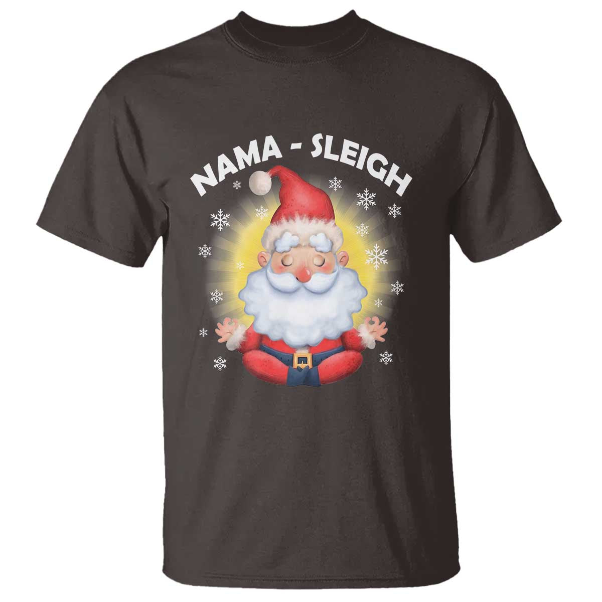 Christmas Yoga T Shirt Nama Sleigh Cute Santa TS09 Dark Chocolate Print Your Wear
