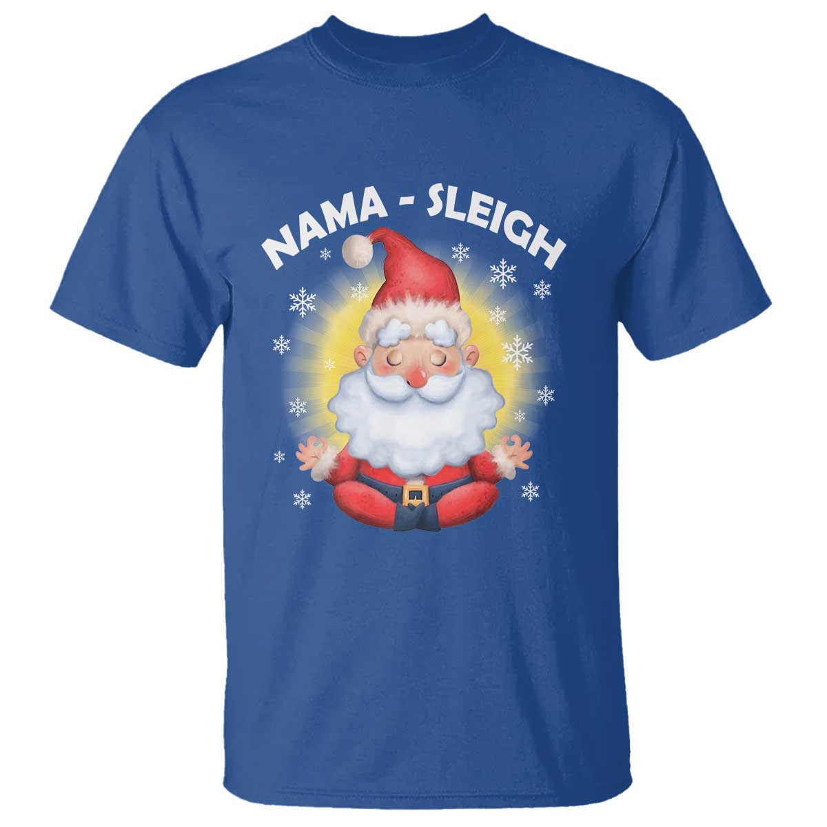 Christmas Yoga T Shirt Nama Sleigh Cute Santa TS09 Royal Blue Print Your Wear