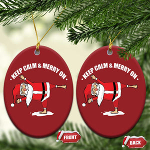 Funny Xmas Yoga Christmas Ornament Keep Calm And Merry On TS09 Oval Red Print Your Wear